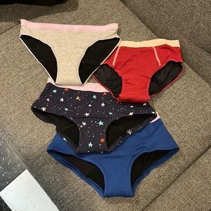 4 pairs of unused Thinx, “in between” size 11-12 girls, period panties